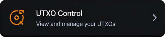 UTXO control screen in the bit21 wallet